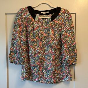 Boden Multicolor Smocked Yoke Detail Top